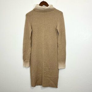 Iris Von Arnim Tan Ombré Turtleneck Soft Cashmere Midi Sweater Dress